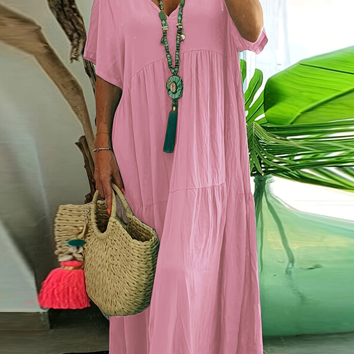 A-Line Pleated Maxi Dress