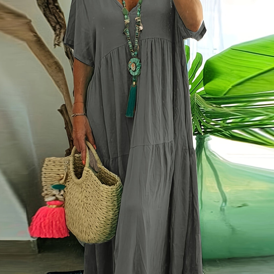 A-Line Pleated Maxi Dress