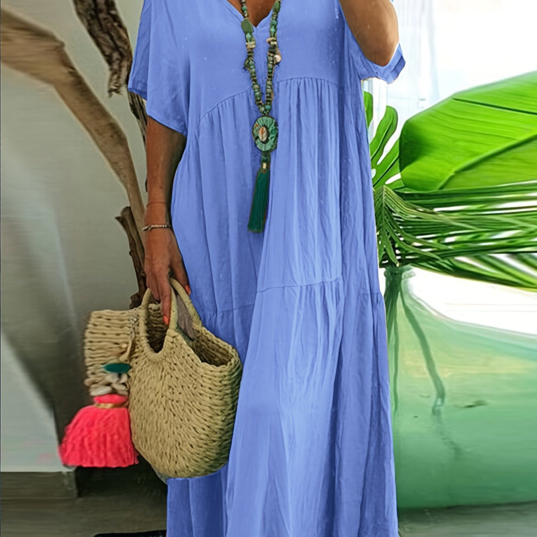 A-Line Pleated Maxi Dress