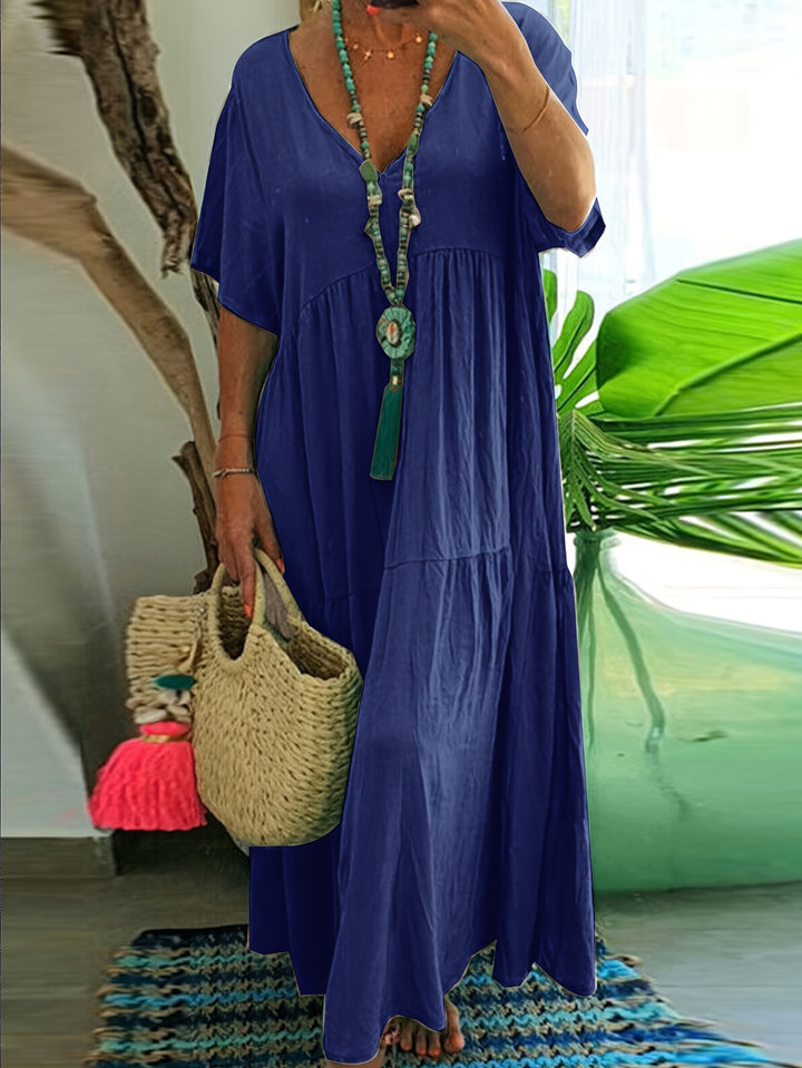 A-Line Pleated Maxi Dress