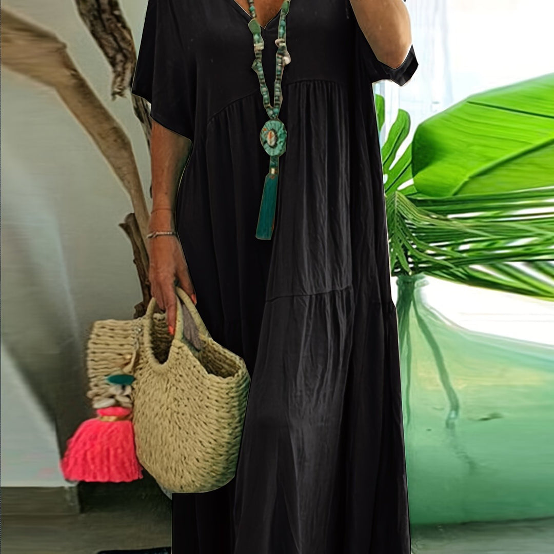 A-Line Pleated Maxi Dress