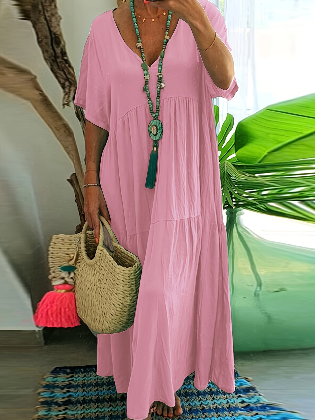 A-Line Pleated Maxi Dress