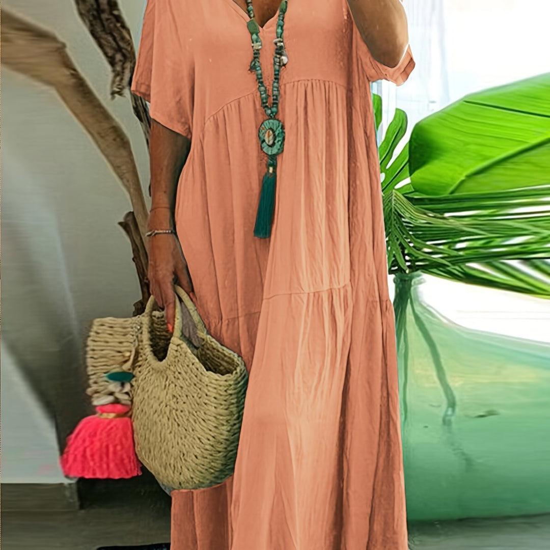 A-Line Pleated Maxi Dress