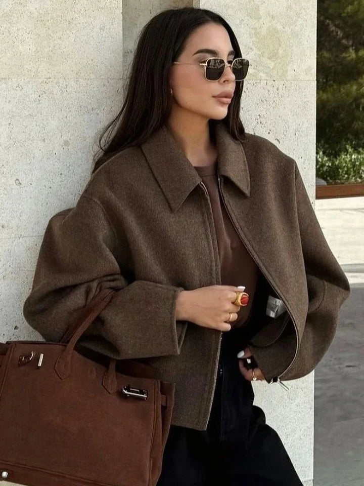 Margaret™ | Elegant Brun Uldjakke