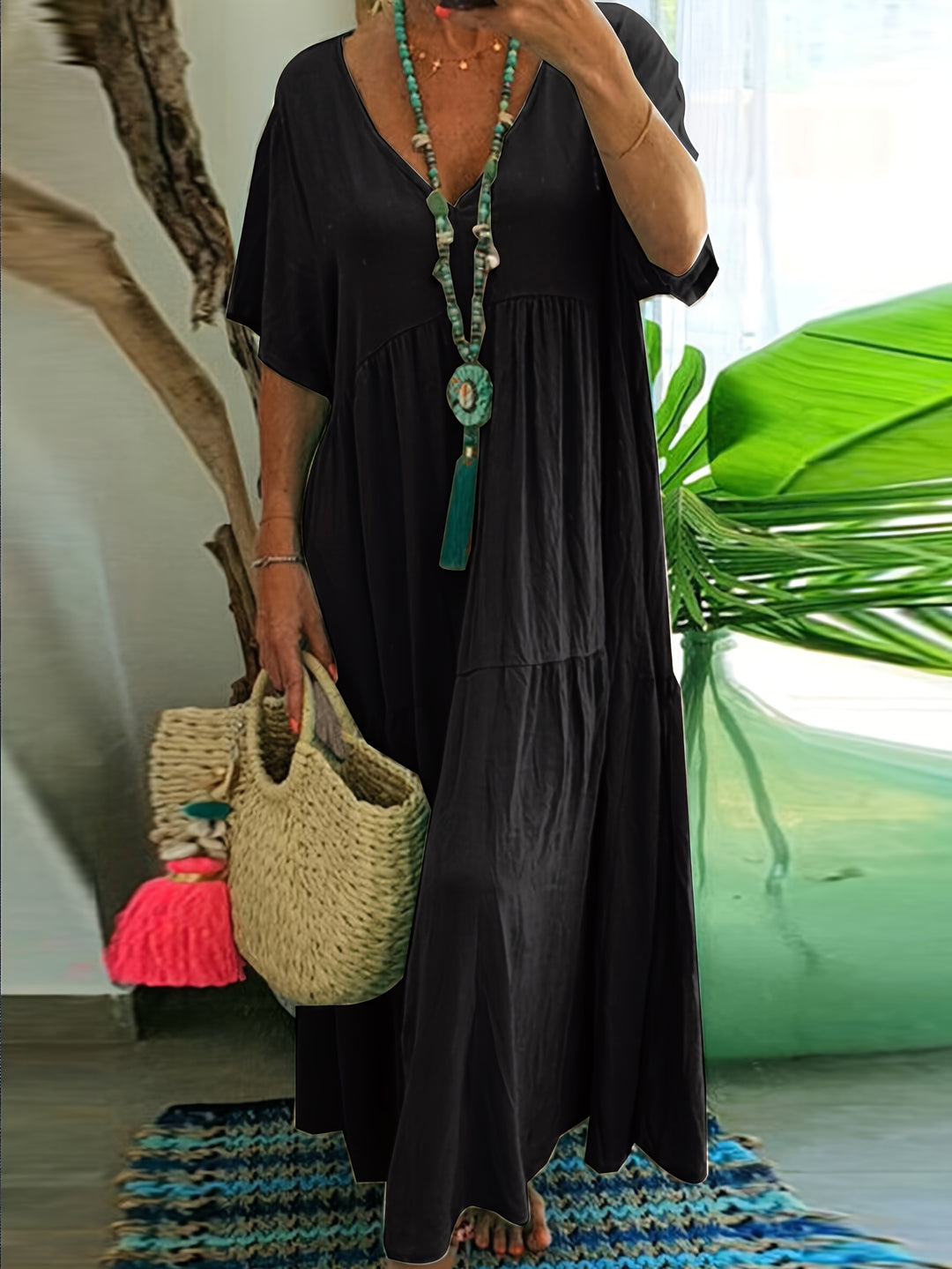 A-Line Pleated Maxi Dress