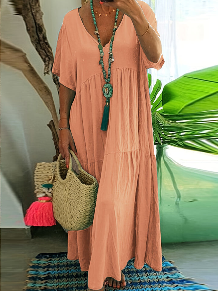 A-Line Pleated Maxi Dress
