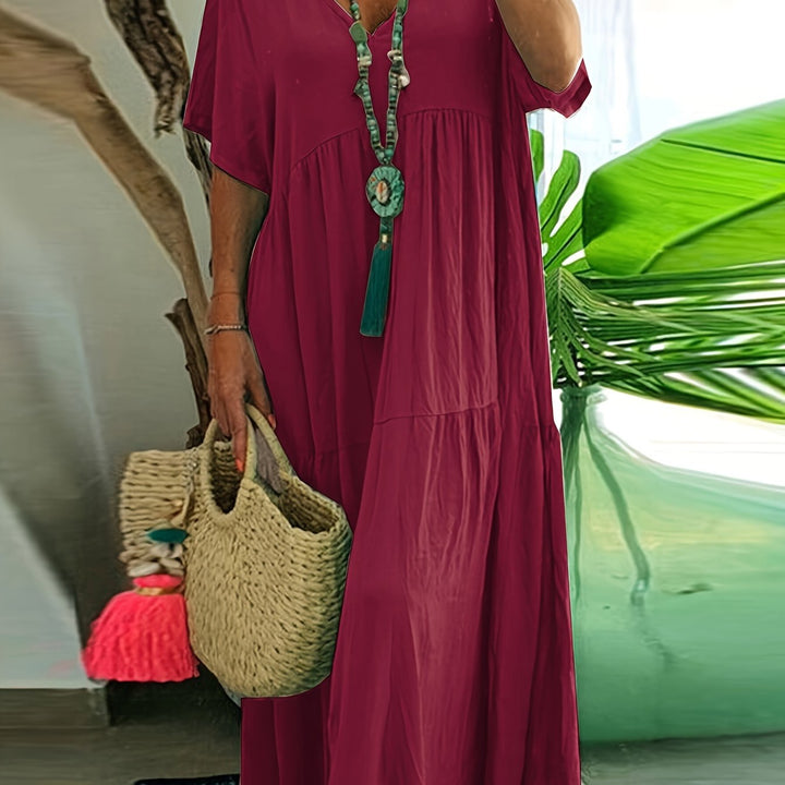 A-Line Pleated Maxi Dress