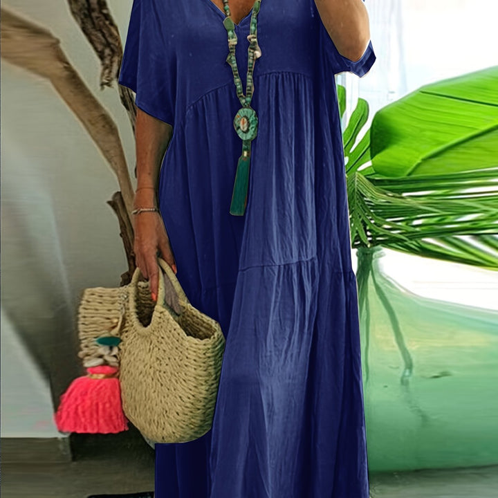 A-Line Pleated Maxi Dress
