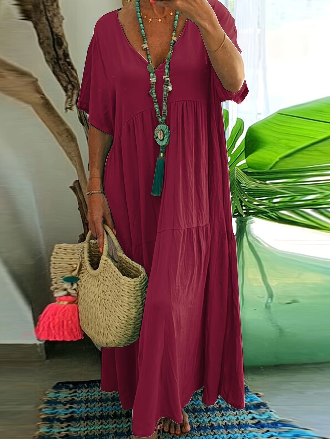 A-Line Pleated Maxi Dress
