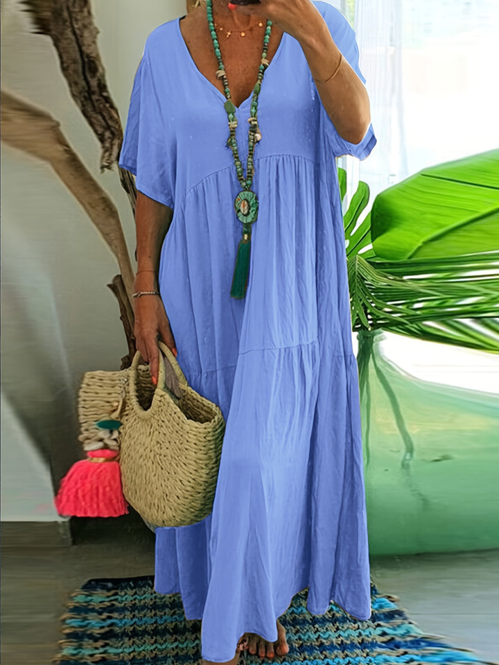 A-Line Pleated Maxi Dress