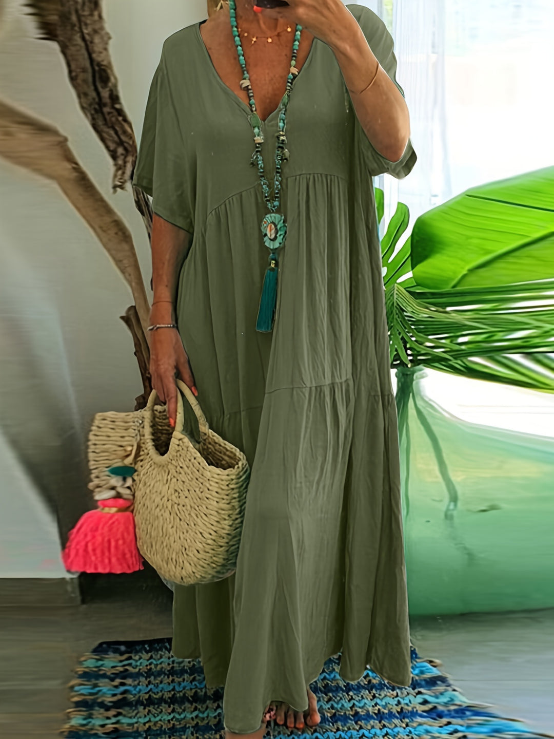 A-Line Pleated Maxi Dress